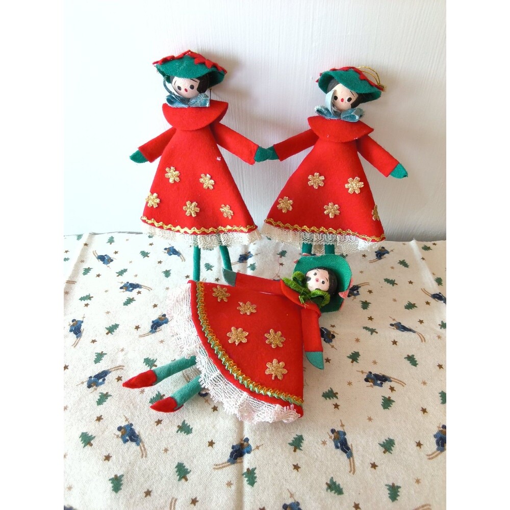 Vintage Christmas Ornaments Angel Carolers 1960s May Co. Rare Japan (Lot of 3)